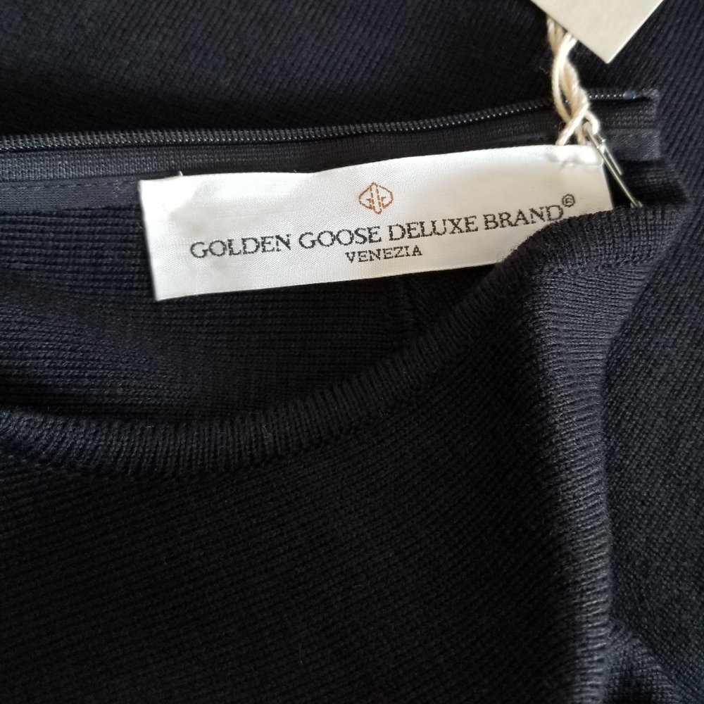 Golden Goose Cyan Striped Sleeve Wool Knitted Sweatshirt Size Small Black - Picture 8 of 11